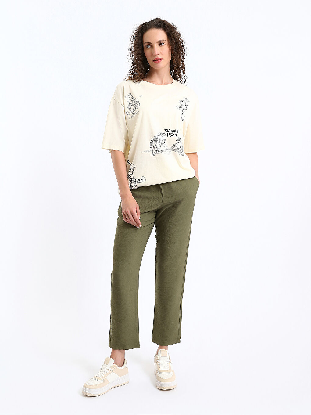 Elastic Waist Carrot Fit Women's Trousers-1