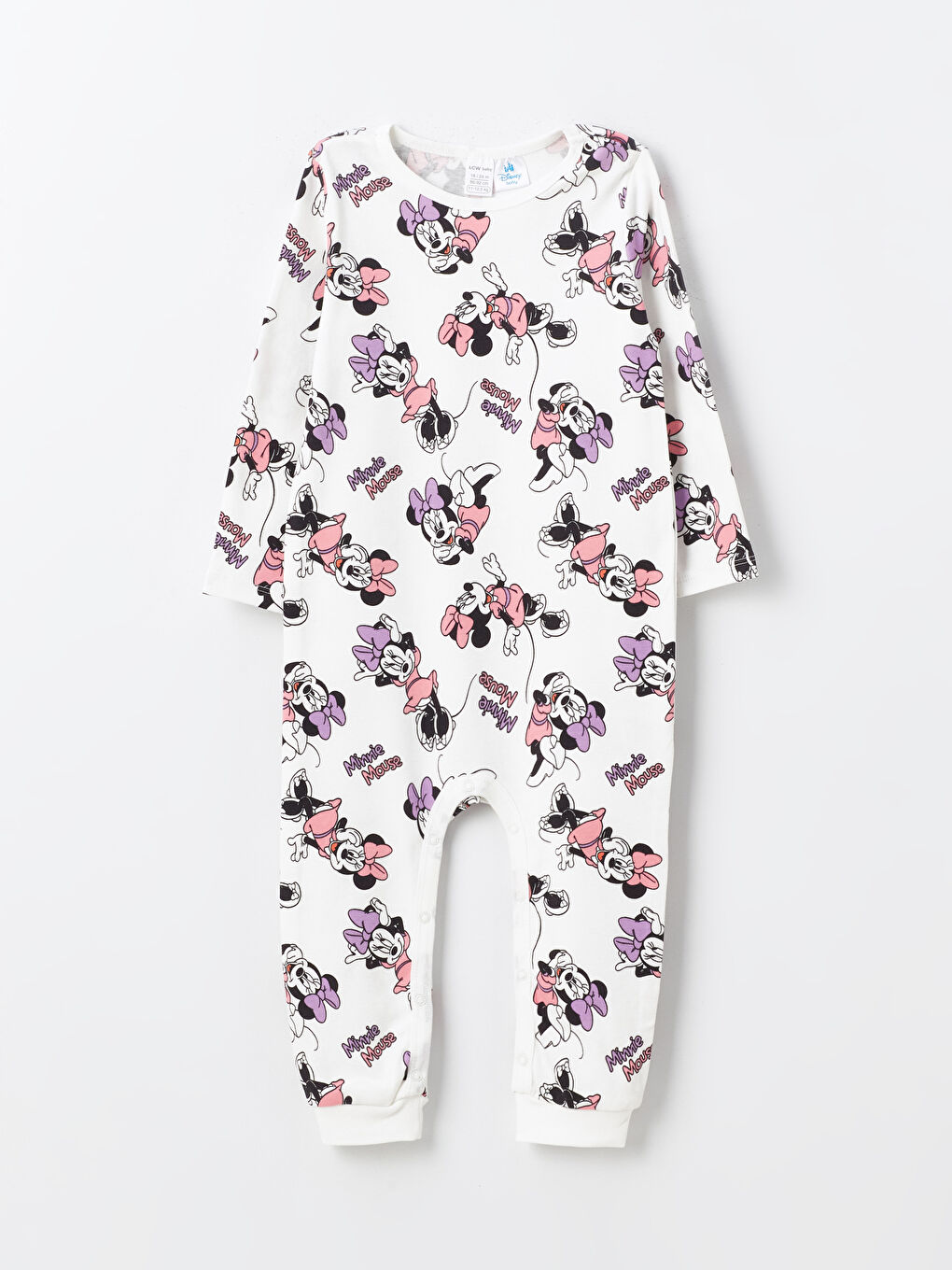 Crew Neck Long Sleeve Minnie Mouse Printed Baby Girl Jumpsuit 2-Pack -S40808Z1-FZE