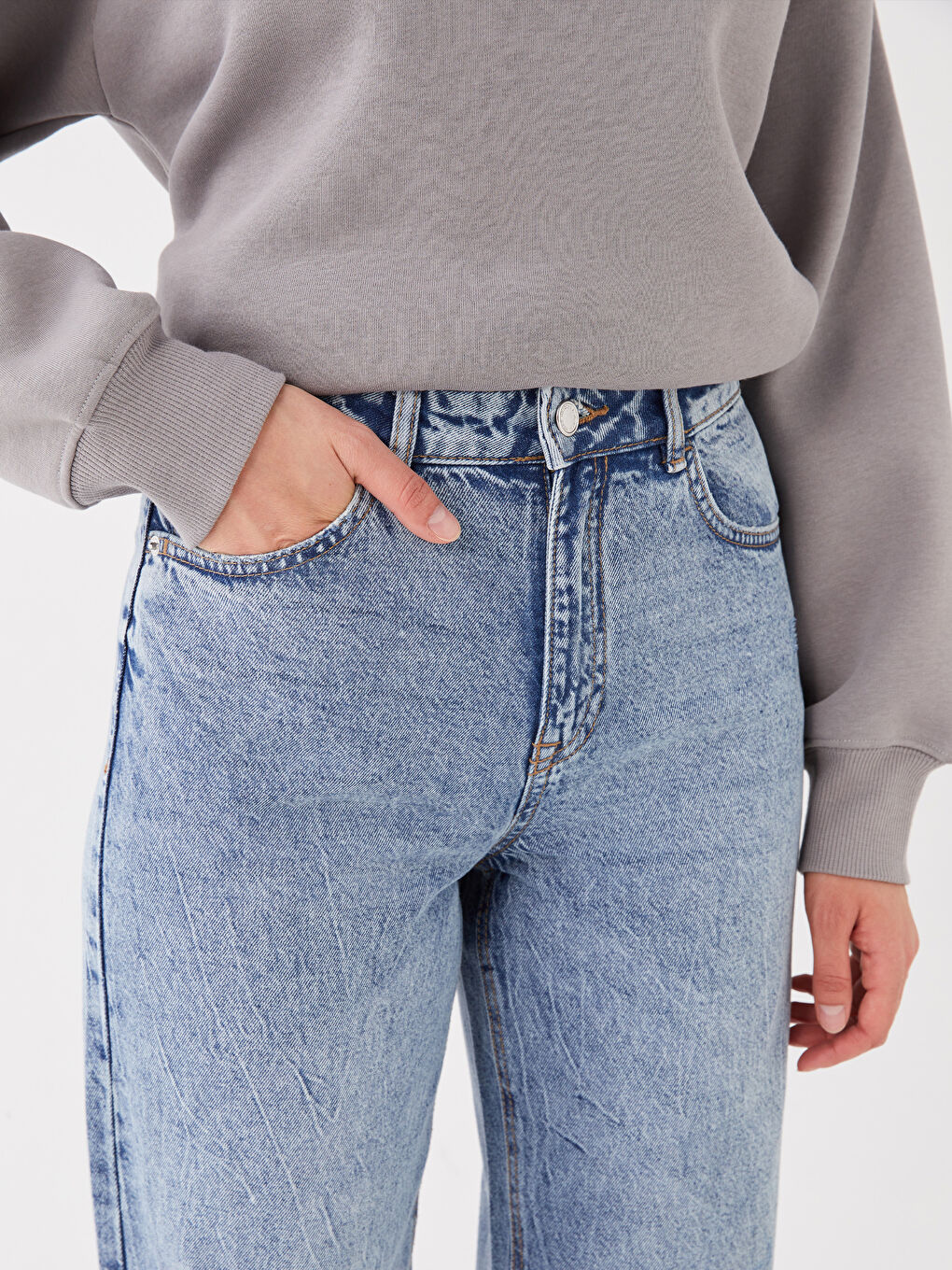 LCW Jeans Boyfriend Ripped Detailed Women's Jeans -S40911Z8-311