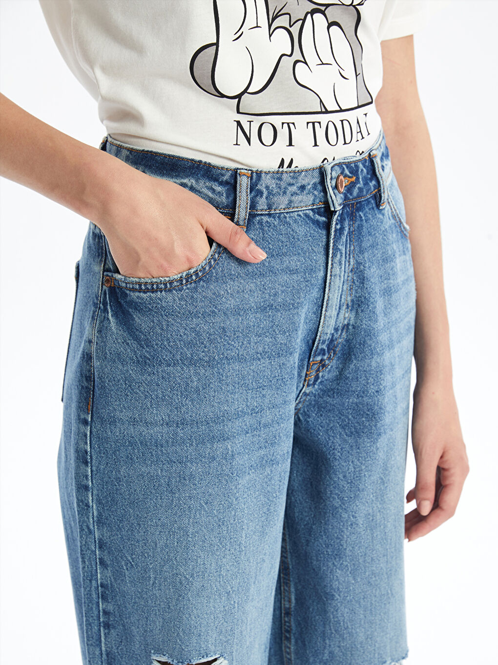 Boyfriend Ripped Detailed Women's Jeans -S40945Z8-507