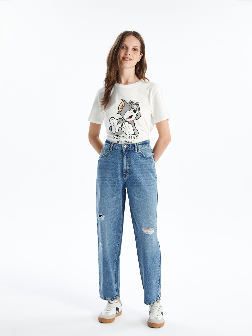 Boyfriend Ripped Detailed Women's Jeans -S40945Z8-507
