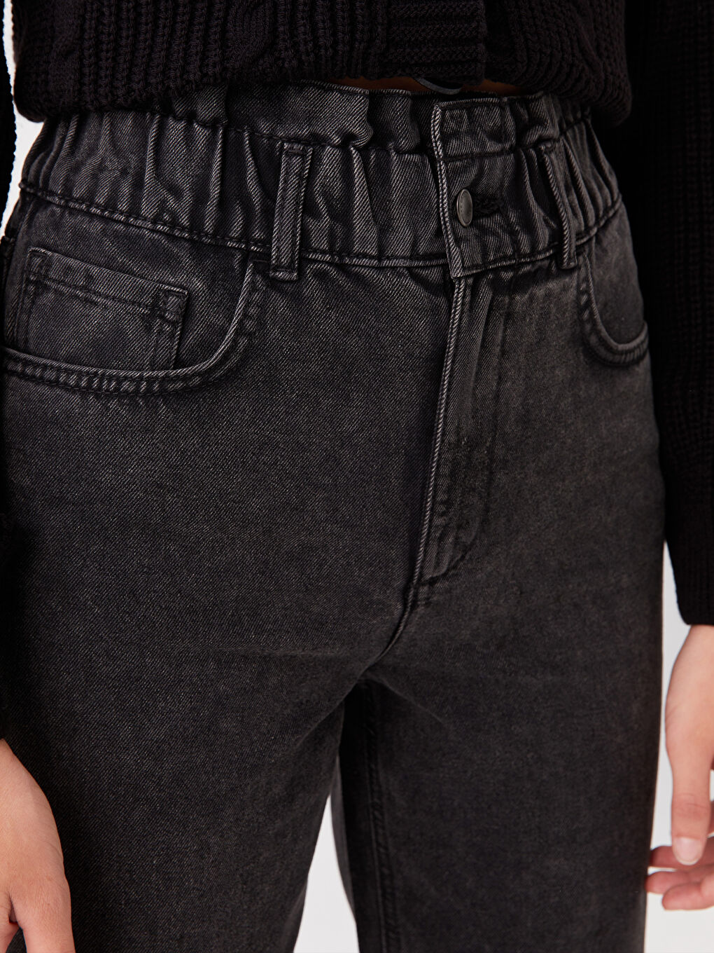 Elasticated Waist Slouchy Fit Women's Jeans -S40951Z8-GRD