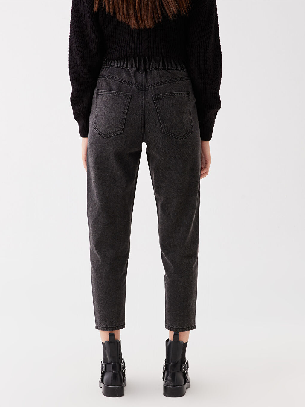 Elasticated Waist Slouchy Fit Women's Jeans -S40951Z8-GRD