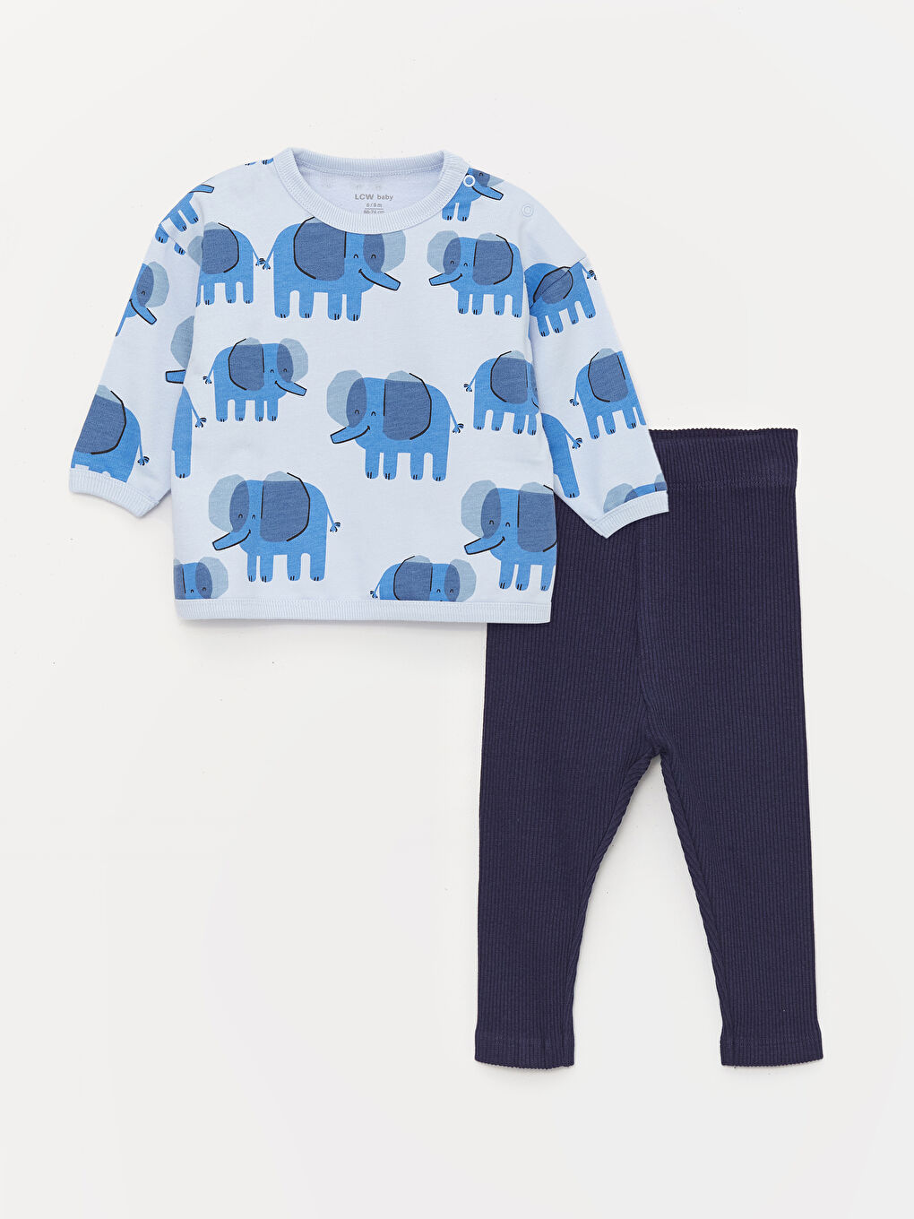 Crew Neck Long Sleeve Printed Baby Boys' Sweatshirt and Tights 2 Pack Set -S40983Z1-LQK