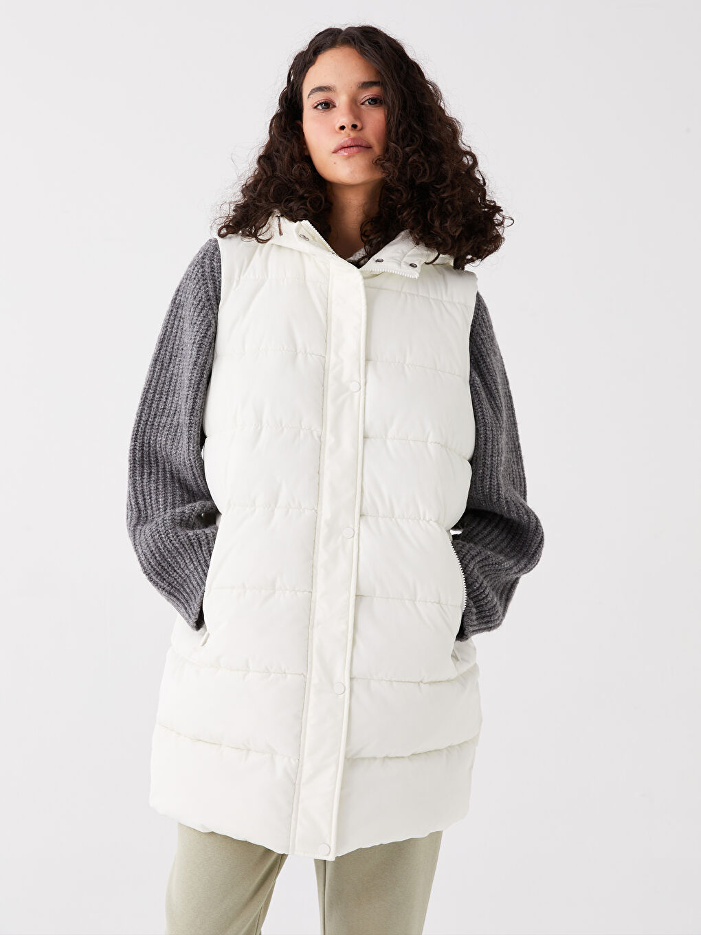Women's Hooded Flat Inflatable Vest -S40984Z8-SDG