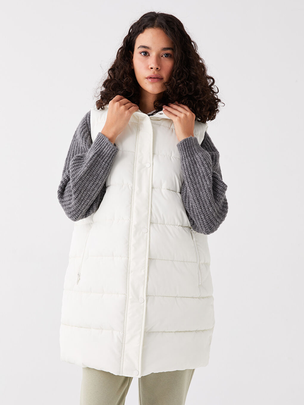 Women's Hooded Flat Inflatable Vest -S40984Z8-SDG