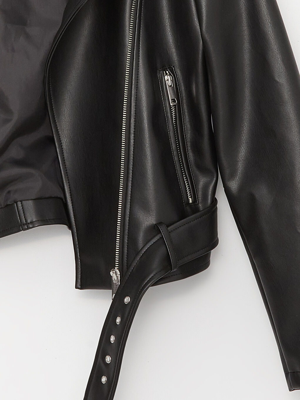 Biker Neck Women's Faux Leather Jacket -S40986Z8-CVL