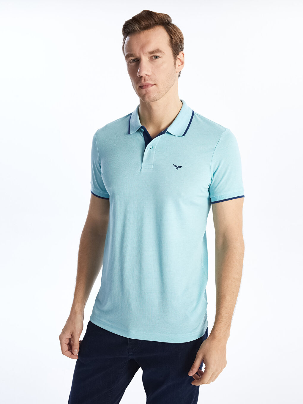 Polo Neck Short Sleeve Pique Men's T-Shirt -S40987Z8-DWY