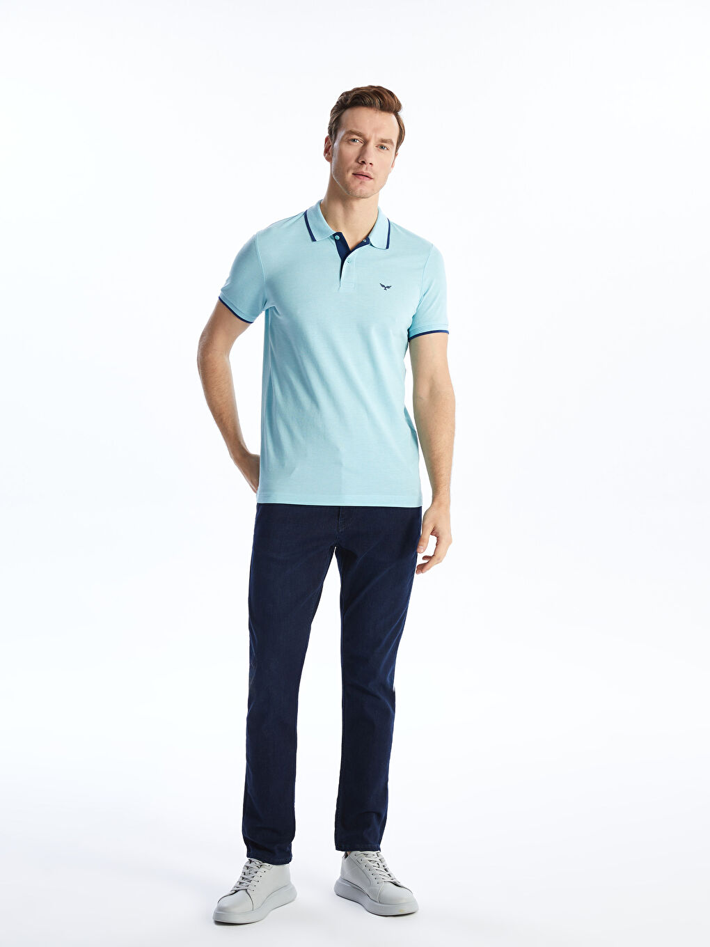Polo Neck Short Sleeve Pique Men's T-Shirt -S40987Z8-DWY