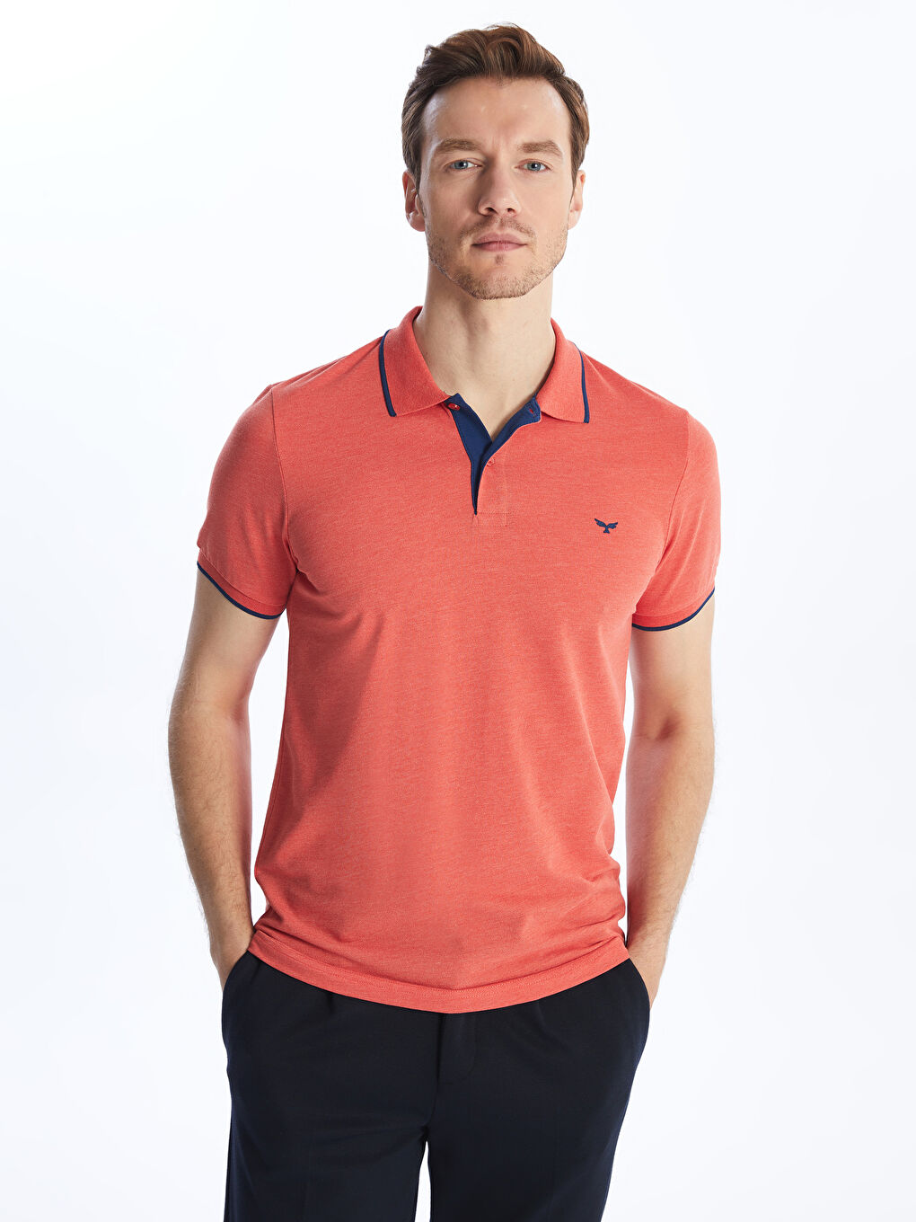 LCWAIKIKI Classic Turuncu Polo Yaka Kısa Kollu Pike Erkek Tişört