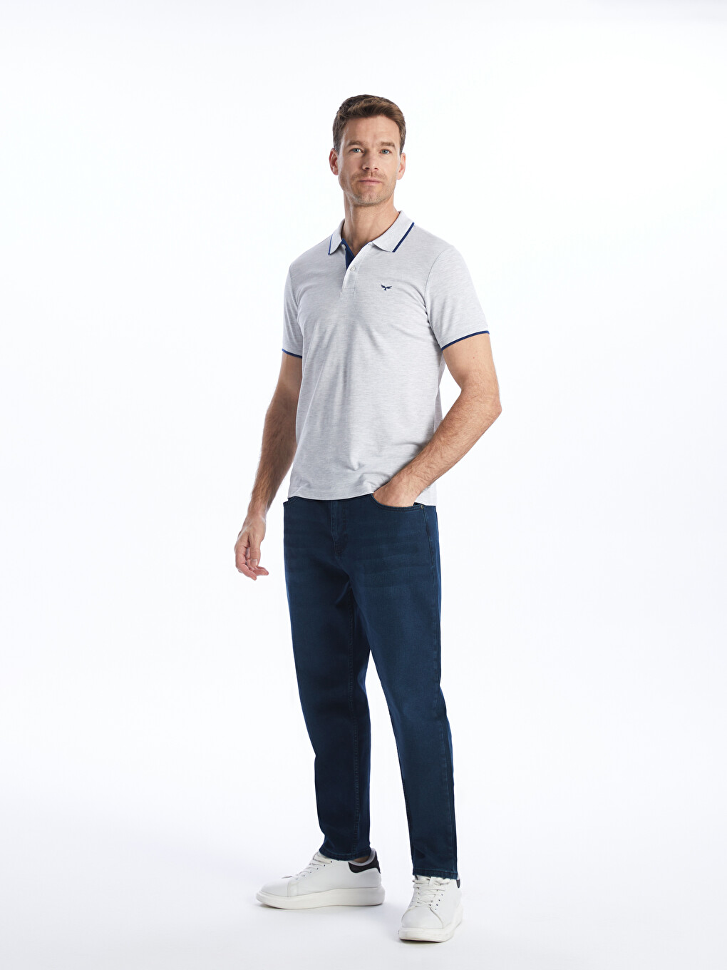 Polo Neck Short Sleeve Pique Men's T-shirt-1