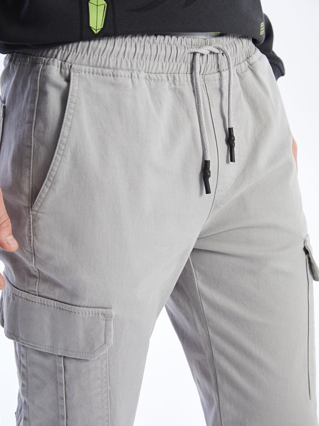 Pantaloni Cargo Slim Fit Țesătură în Diagonală pentru Bărbați-1