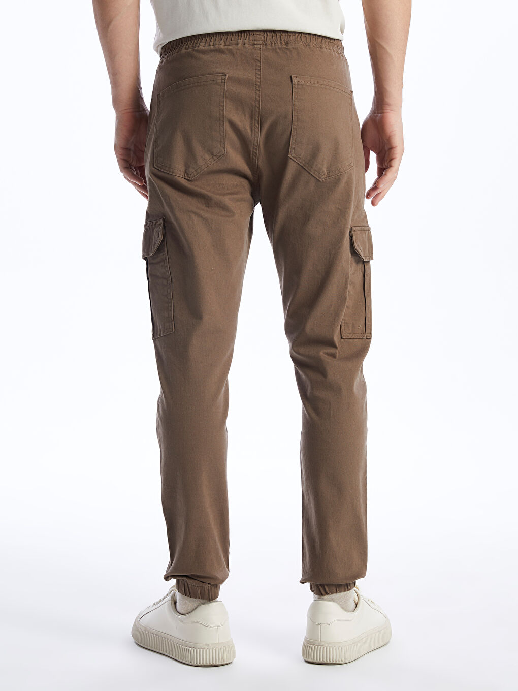 Kahverengi Slim Fit Gabardin Erkek Kargo Pantolon-4