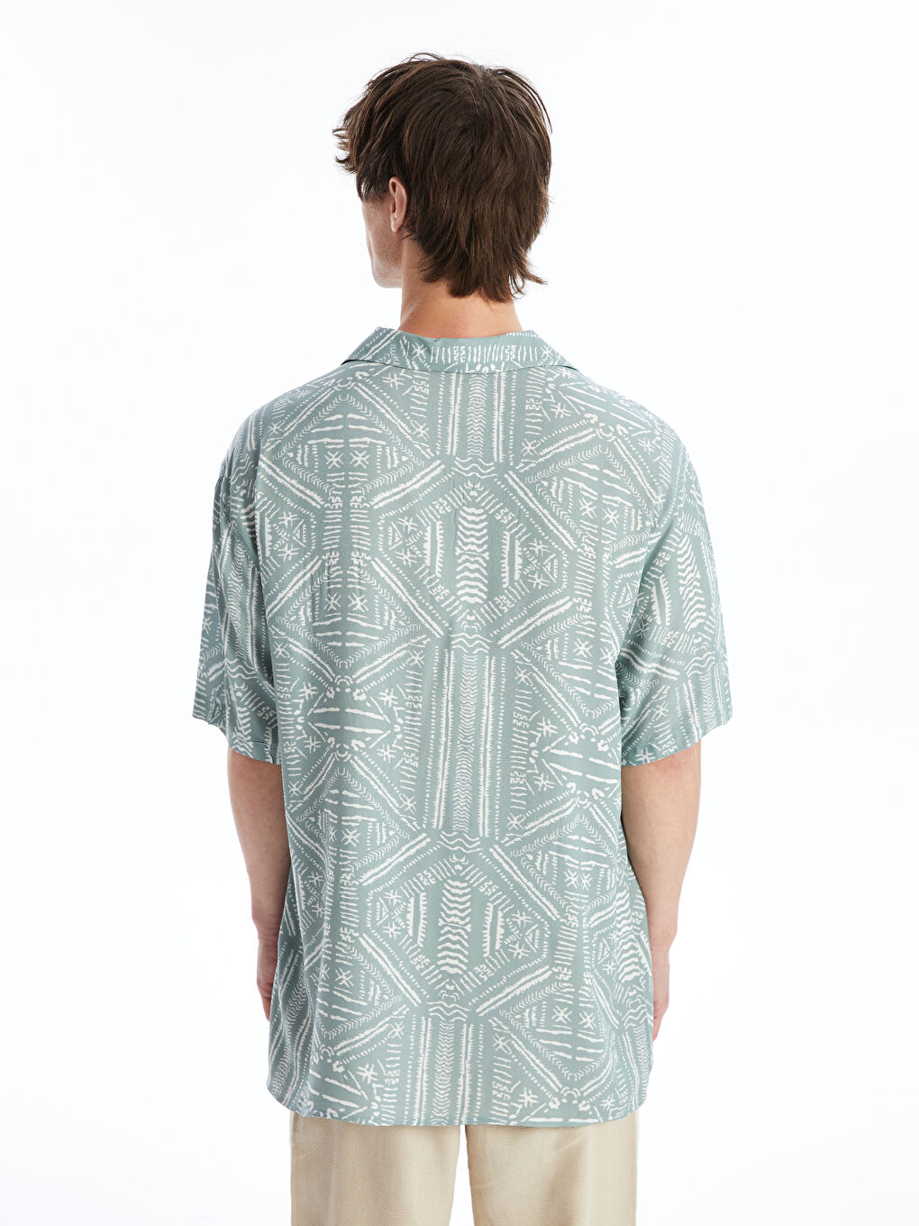 Regular Fit Short Sleeve Patterned Viscose Men's Shirt -S41022Z8-LRR