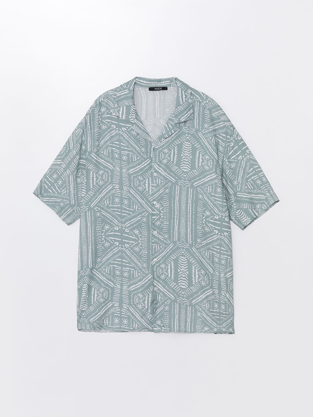 Regular Fit Short Sleeve Patterned Viscose Men's Shirt -S41022Z8-LRR