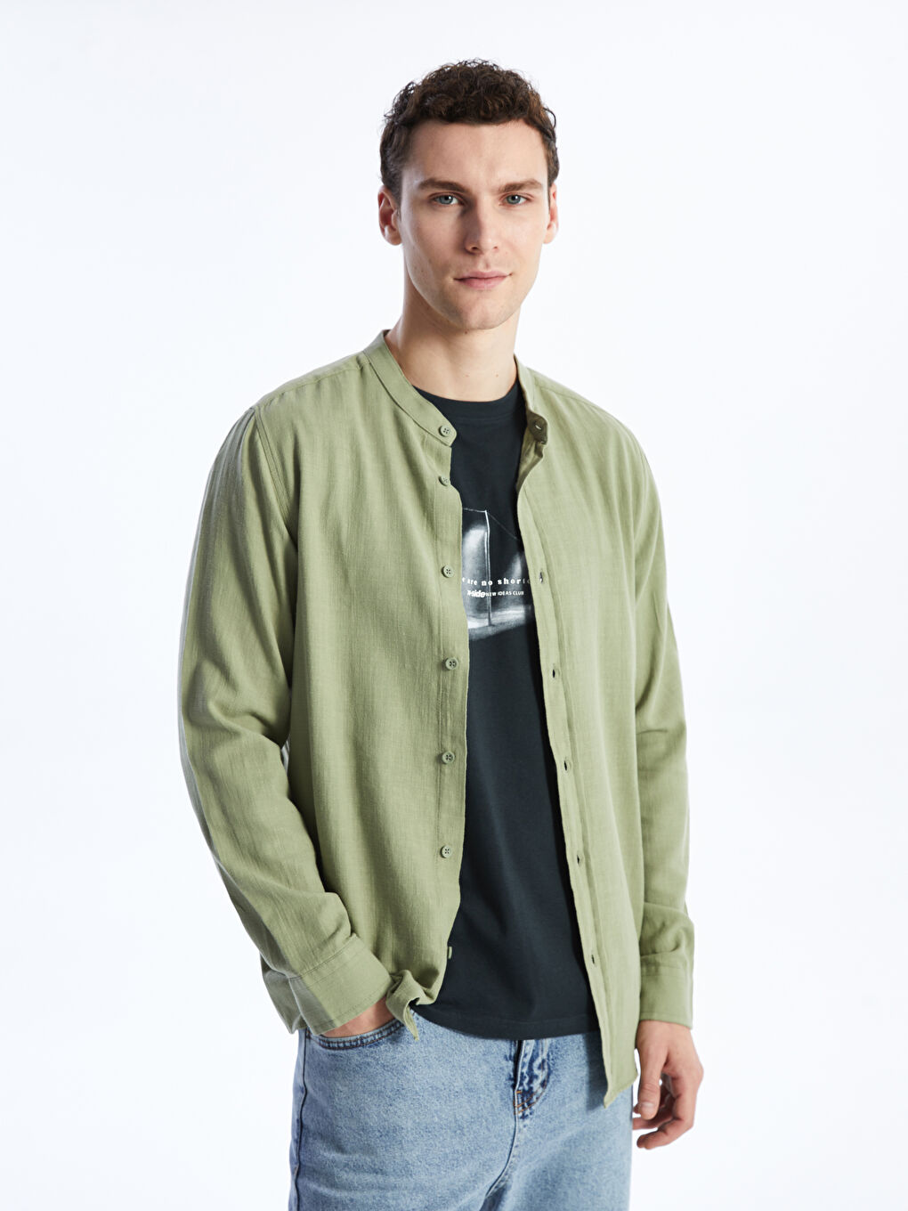 Regular Fit Long Sleeve Dobby Fabric Men's Shirt -S41024Z8-SY2