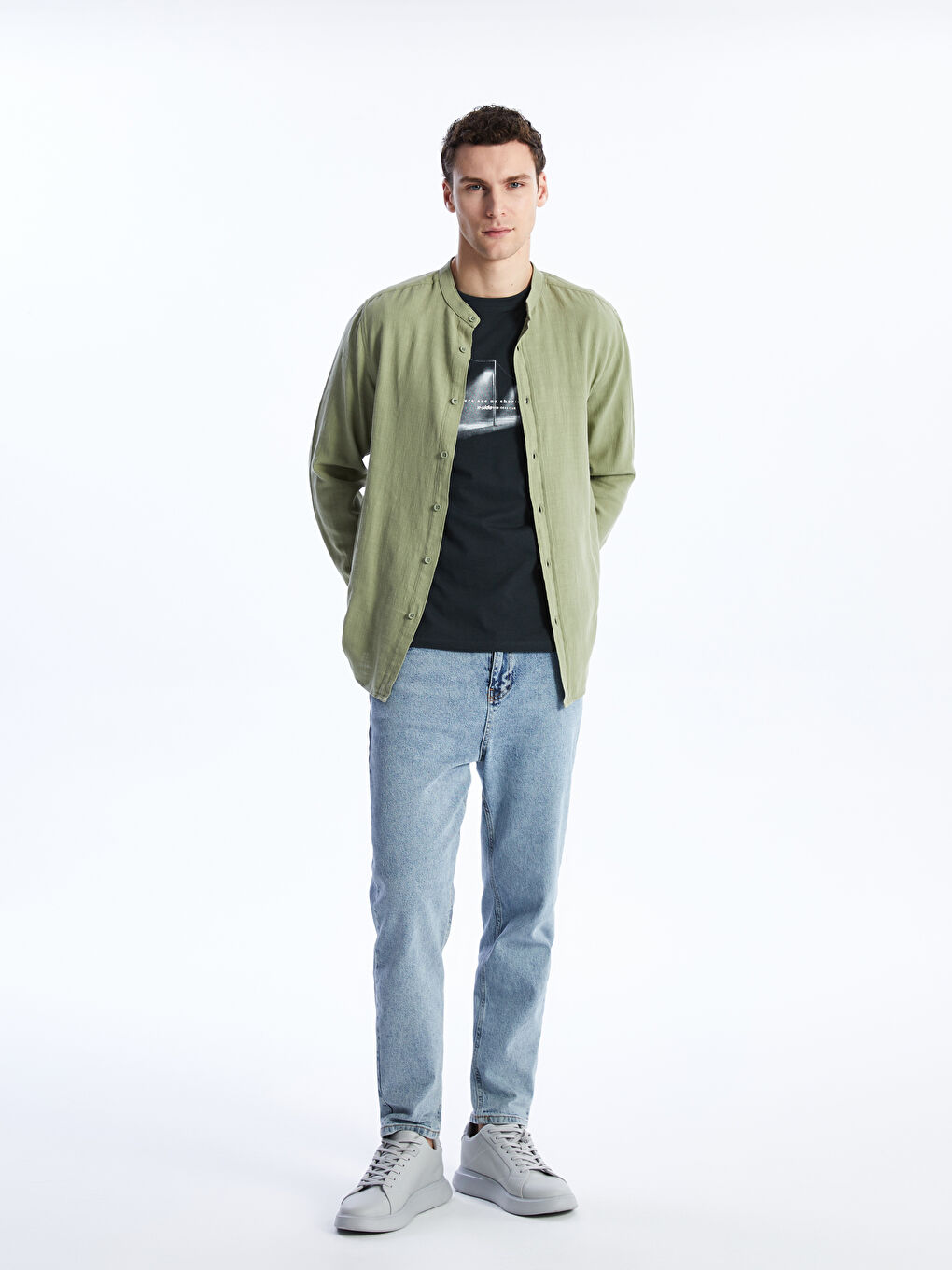 Regular Fit Long Sleeve Dobby Fabric Men's Shirt -S41024Z8-SY2