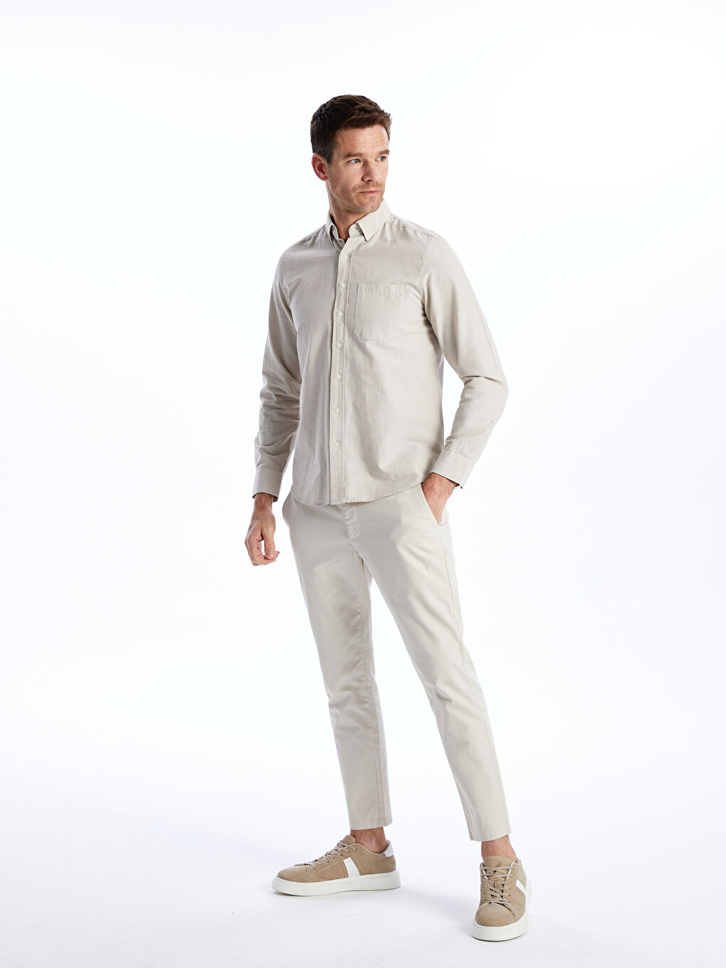 Chemise Oxford à Manches Longues pour Hommes Coupe Régulière-1