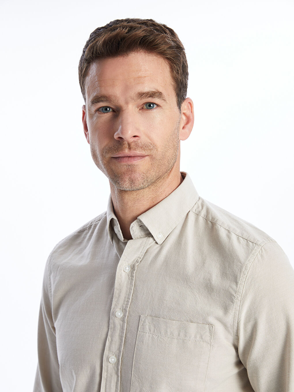 Chemise Oxford à Manches Longues pour Hommes Coupe Régulière-2