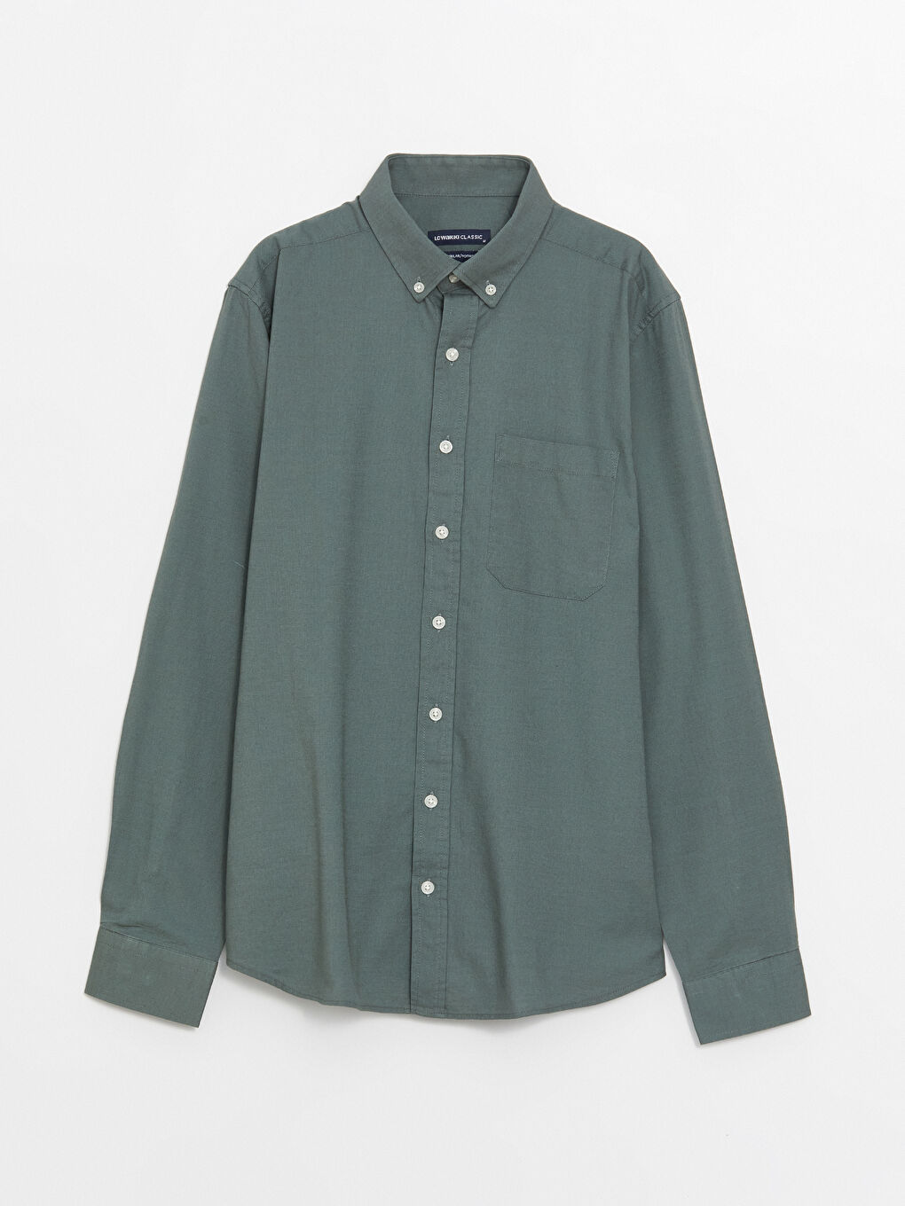 Yeşil Regular Fit Uzun Kollu Oxford Erkek Gömlek-5