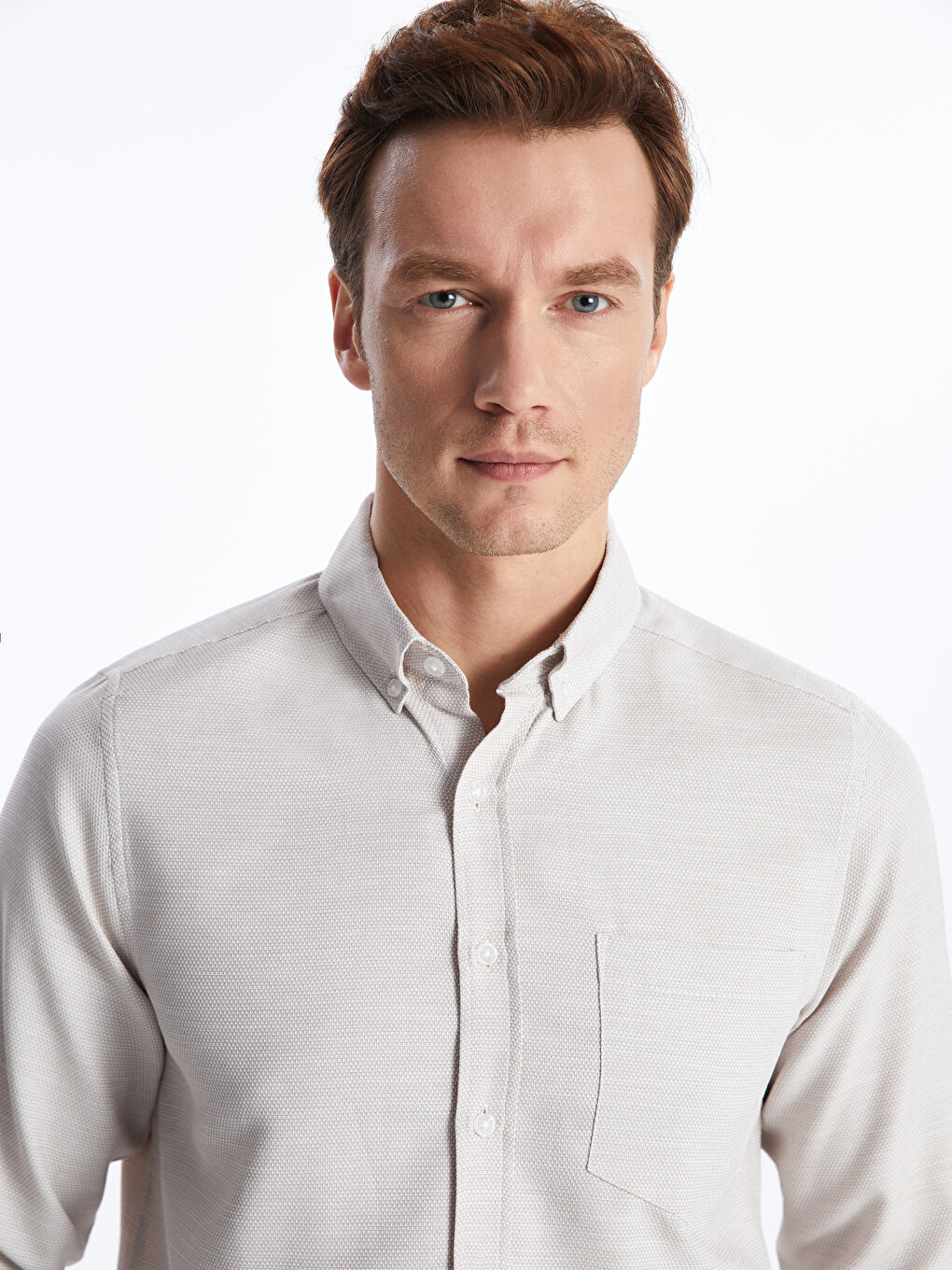 Regular Fit Long Sleeve Dobby Fabric Men's Shirt -S41061Z8-GWB