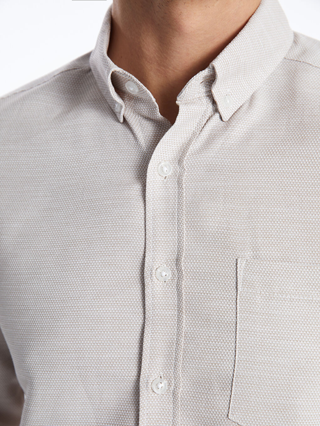 Regular Fit Long Sleeve Dobby Fabric Men's Shirt -S41061Z8-GWB