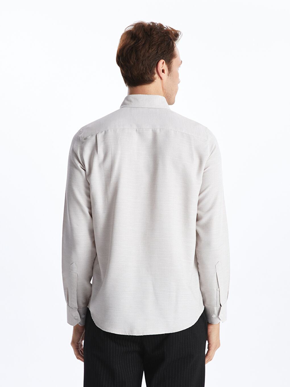 Regular Fit Long Sleeve Dobby Fabric Men's Shirt -S41061Z8-GWB