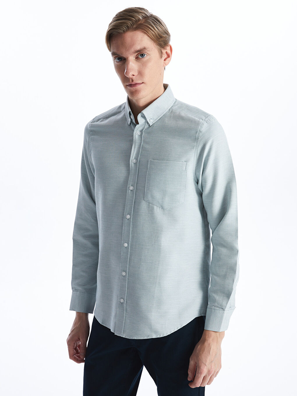 LCWAIKIKI Classic Regular Fit Long Sleeve Dobby Fabric Men's Shirt -S41061Z8-TYK