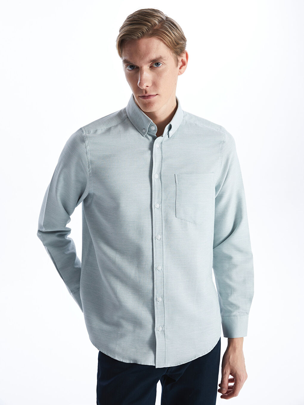 LCWAIKIKI Classic Regular Fit Long Sleeve Dobby Fabric Men's Shirt -S41061Z8-TYK