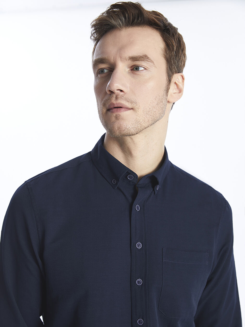 Regular Fit Long Sleeve Poplin Men's Shirt-2