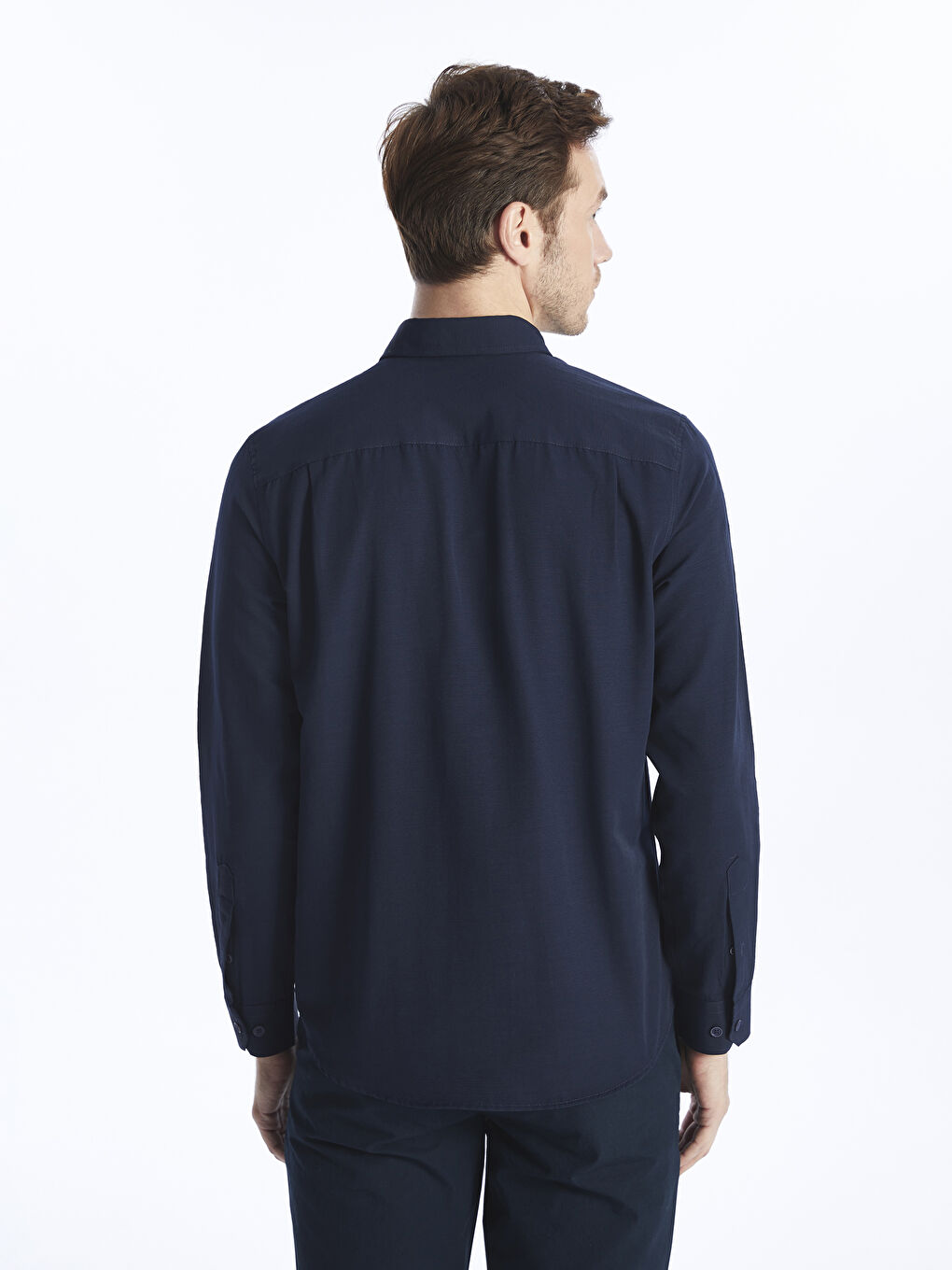 Regular Fit Long Sleeve Poplin Men's Shirt-4