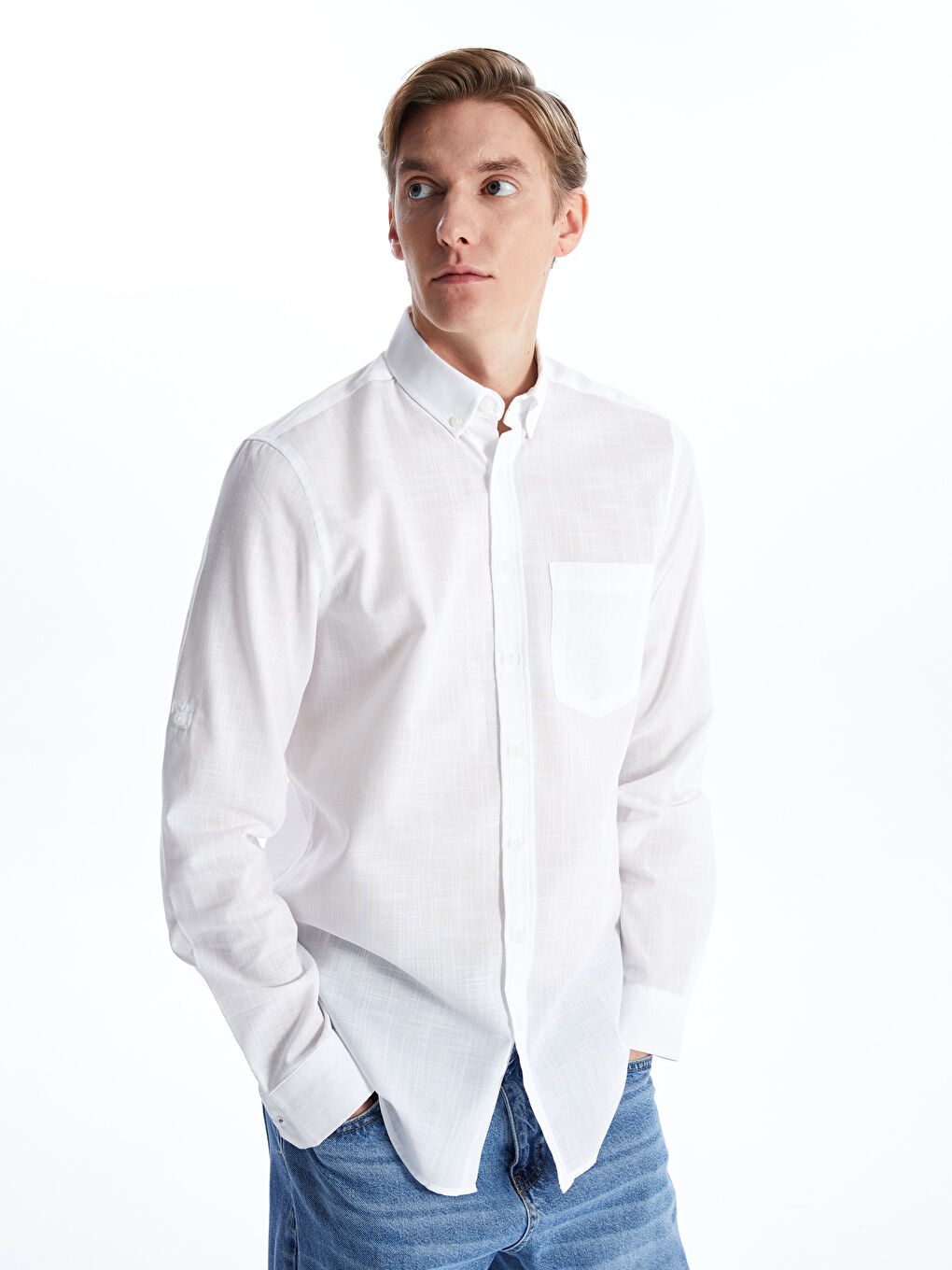 LCWAIKIKI Classic Beyaz Regular Fit Uzun Kollu Poplin Erkek Gömlek