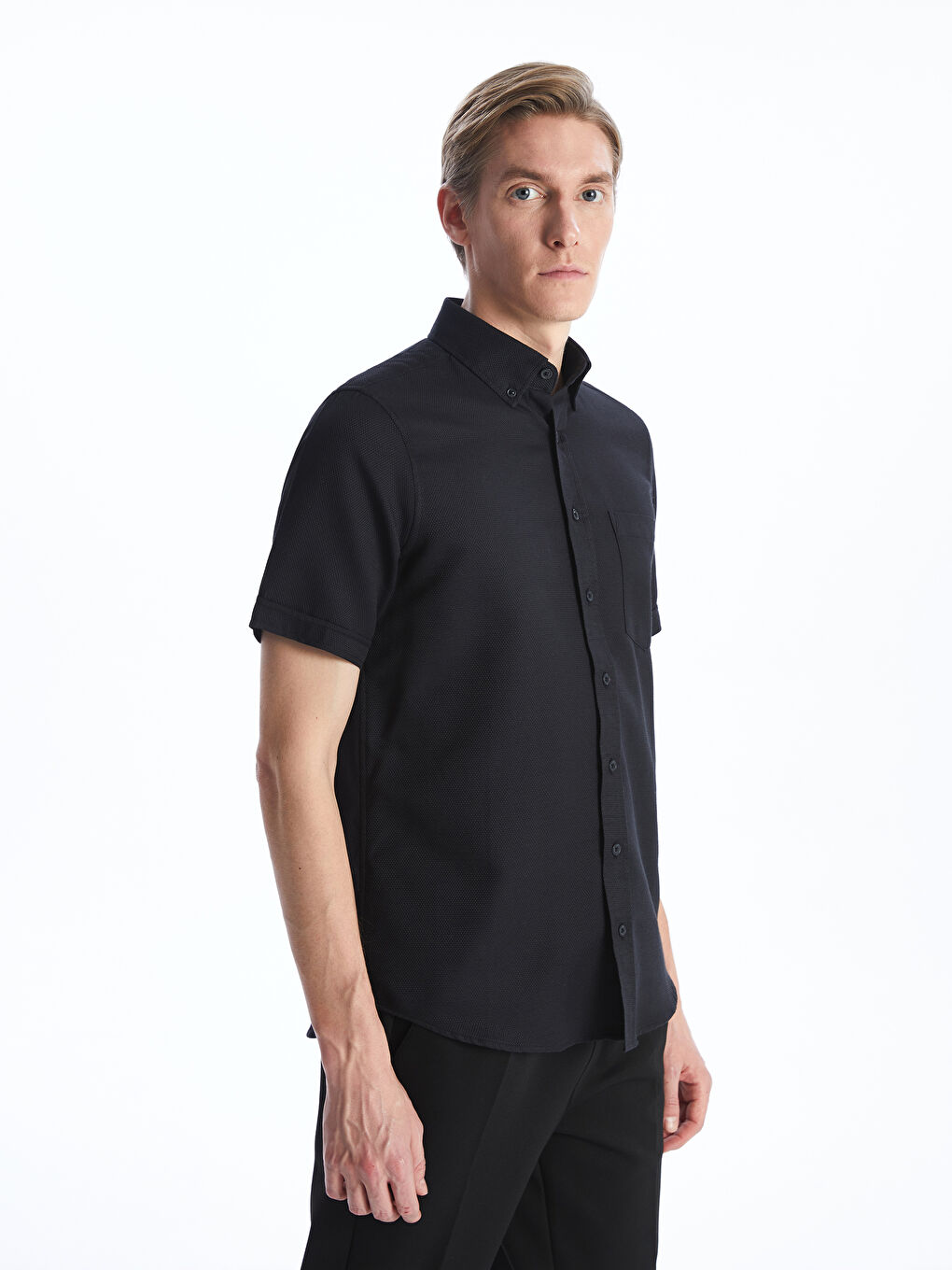 Regular Fit Short Sleeve Dobby Men's Shirt -S41086Z8-RQL