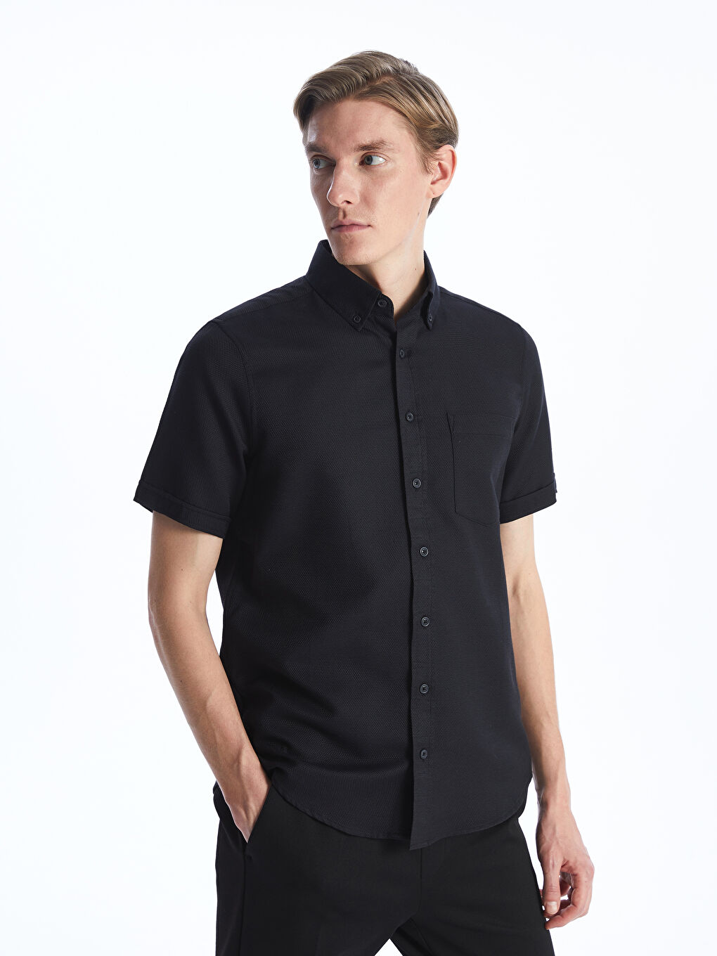 Regular Fit Short Sleeve Dobby Men's Shirt -S41086Z8-RQL
