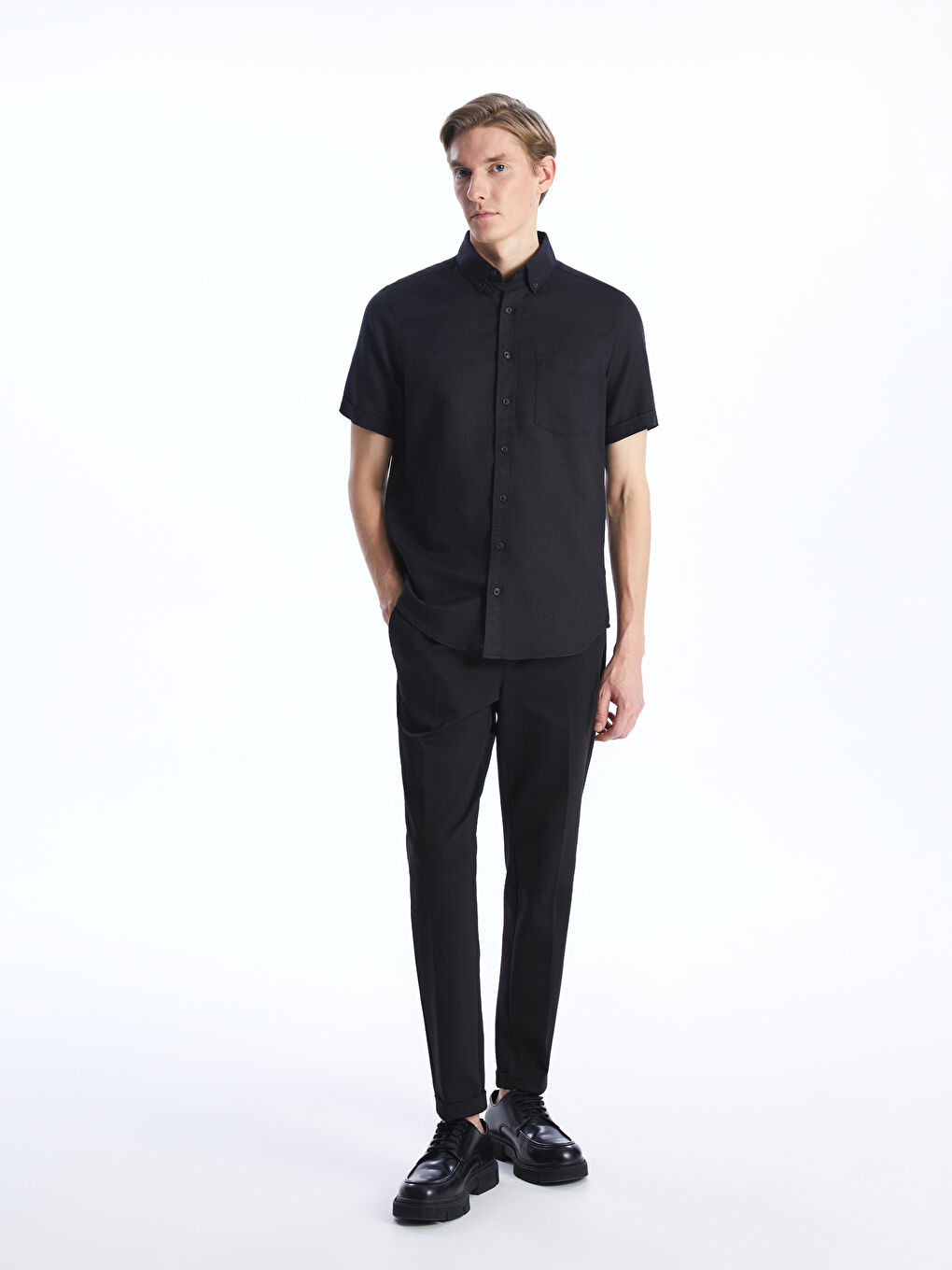 Regular Fit Short Sleeve Dobby Men's Shirt -S41086Z8-RQL