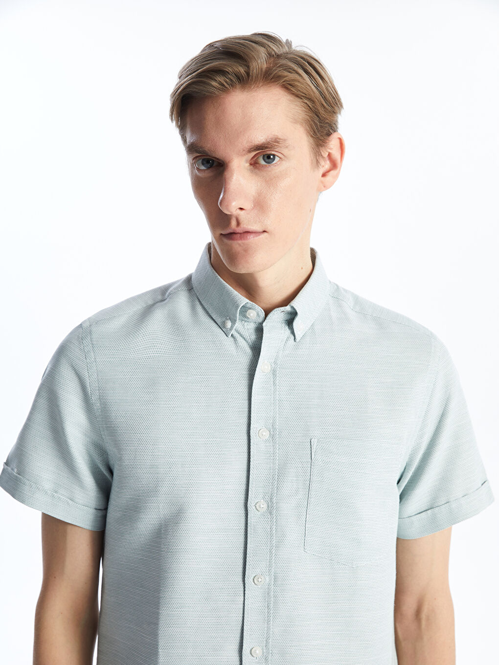 რეგულარული მორგება მოკლე სახელო დობი მამაკაცის პერანგი-2