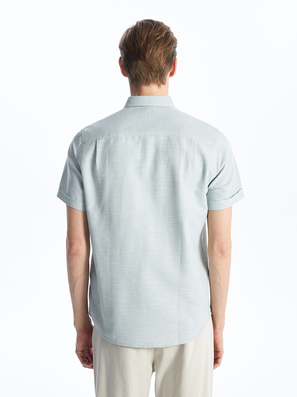 რეგულარული მორგება მოკლე სახელო დობი მამაკაცის პერანგი-4