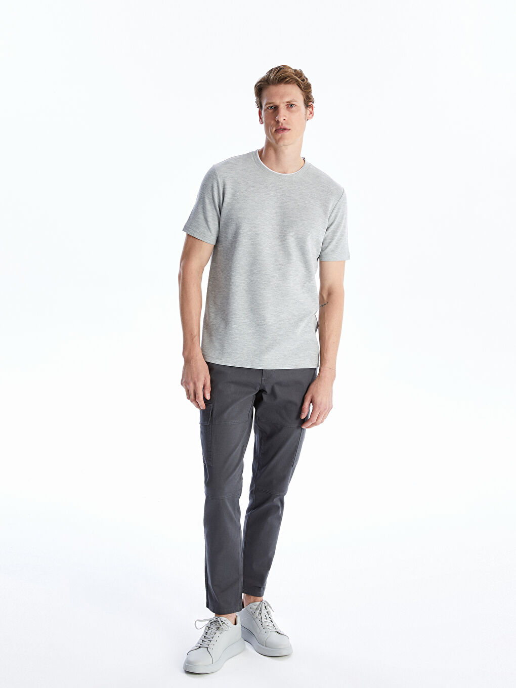 Crew Neck Short Sleeve Pique Men's T-Shirt -S41087Z8-DCR