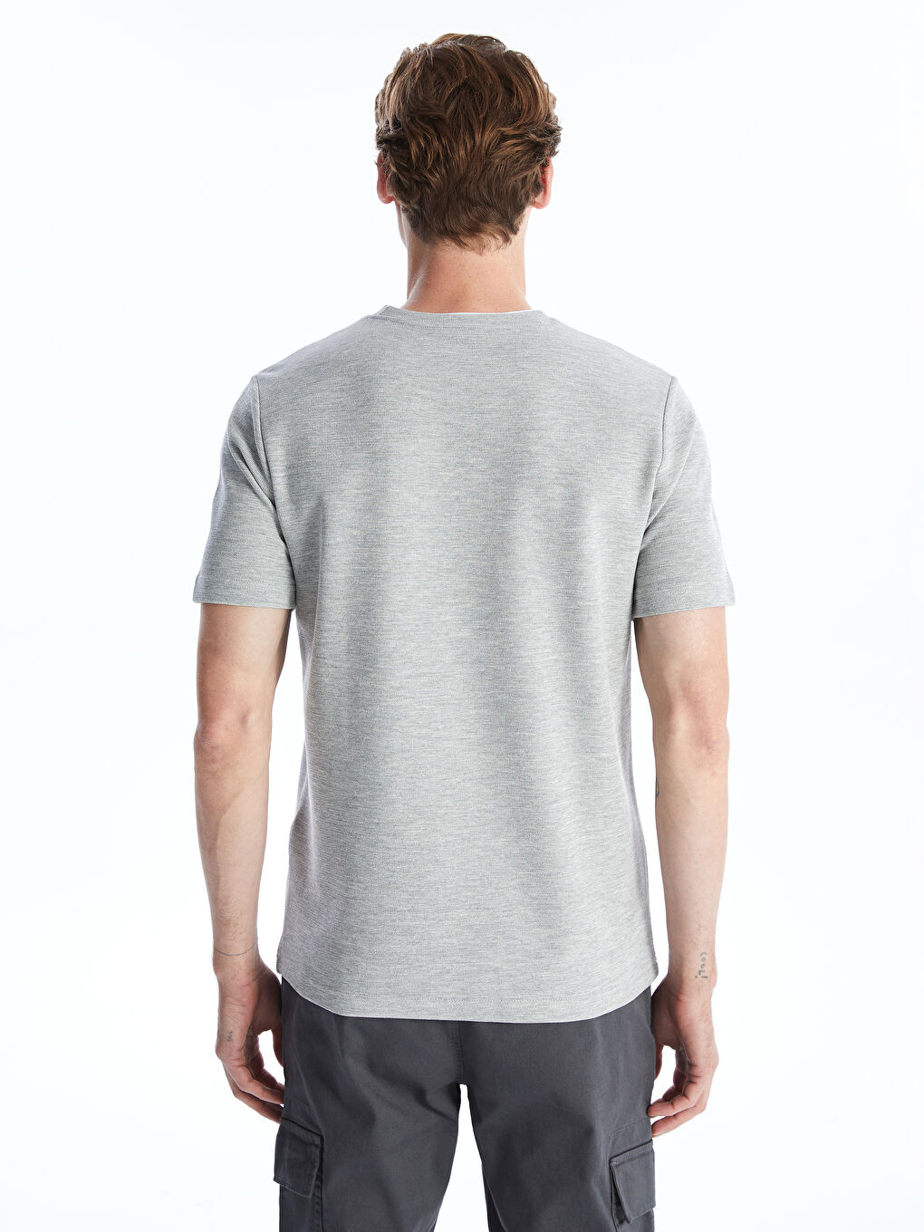 Crew Neck Short Sleeve Pique Men's T-Shirt -S41087Z8-DCR