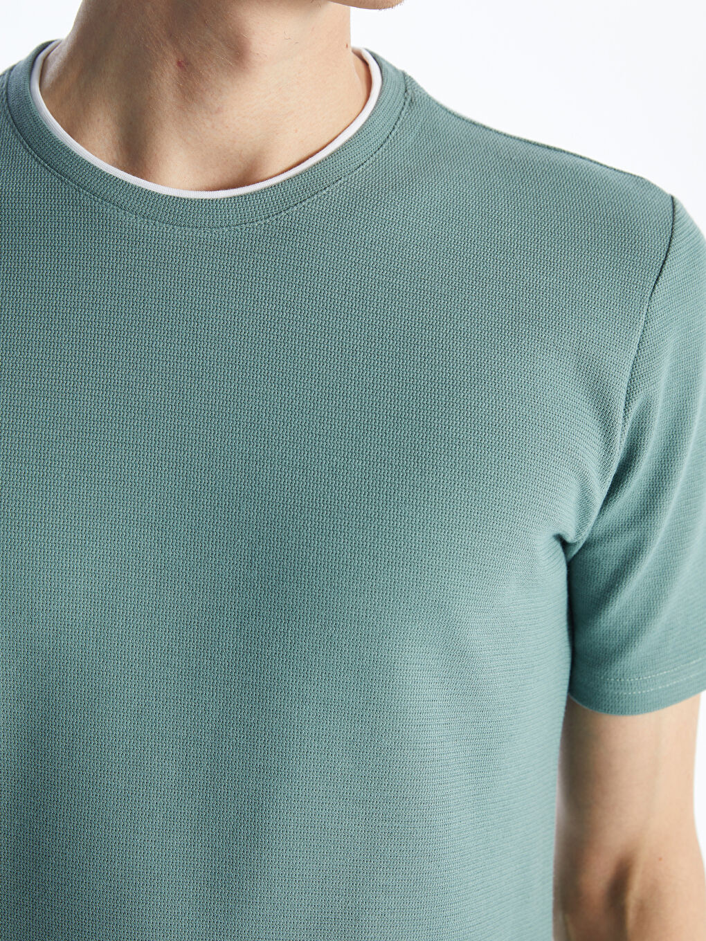 تيشيرت بيكيه كم قصير ياقة دائرية للرجال-3