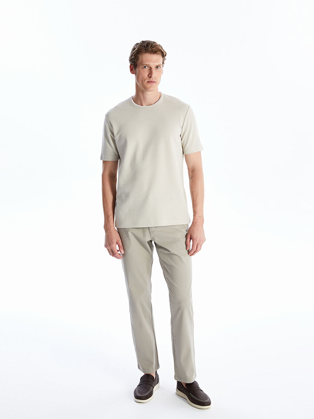 Crew Neck Short Sleeve Pique Men's Textured T-Shirt -S41087Z8-SNE