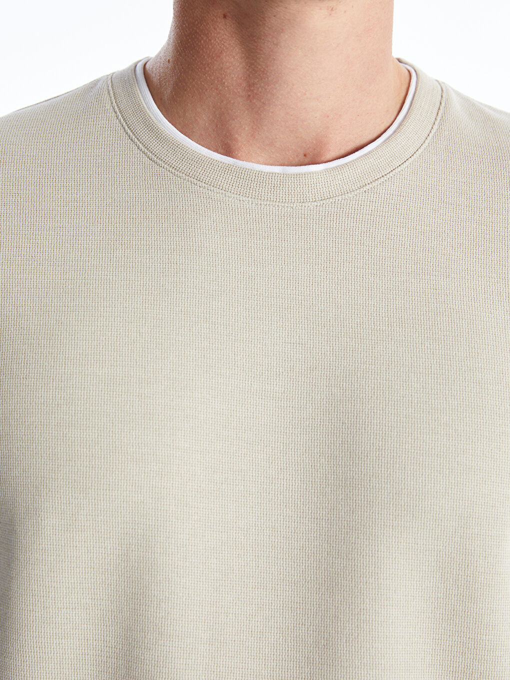 Crew Neck Short Sleeve Pique Men's Textured T-Shirt -S41087Z8-SNE