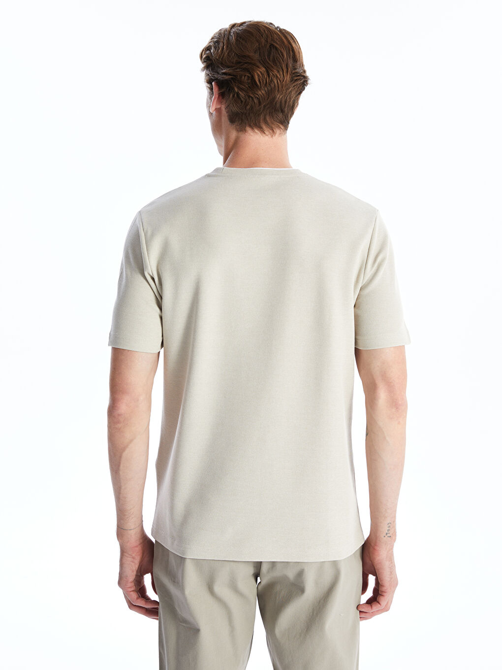 Crew Neck Short Sleeve Pique Men's Textured T-Shirt -S41087Z8-SNE