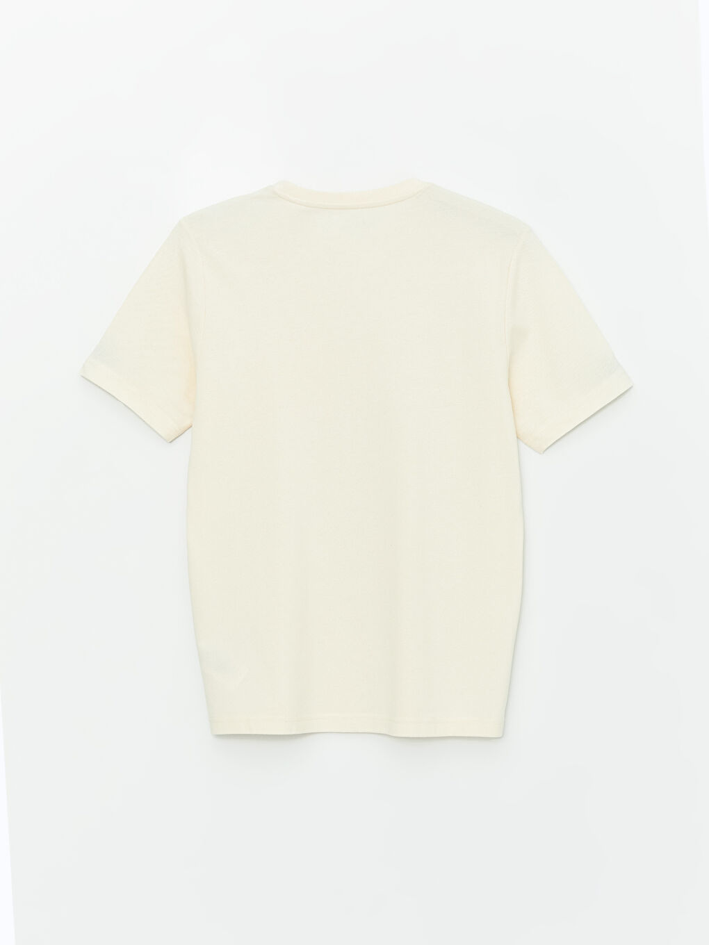 Ekru Bisiklet Yaka Penye Erkek Tişört-6