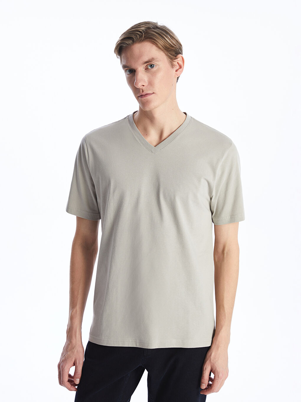 V-Neck Short Sleeve Men's T-Shirt -S41099Z8-MVK