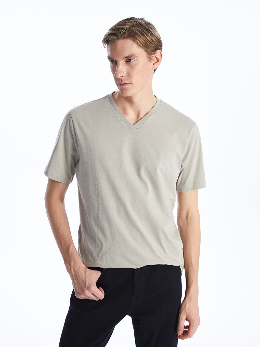 V-Neck Short Sleeve Men's T-Shirt -S41099Z8-MVK