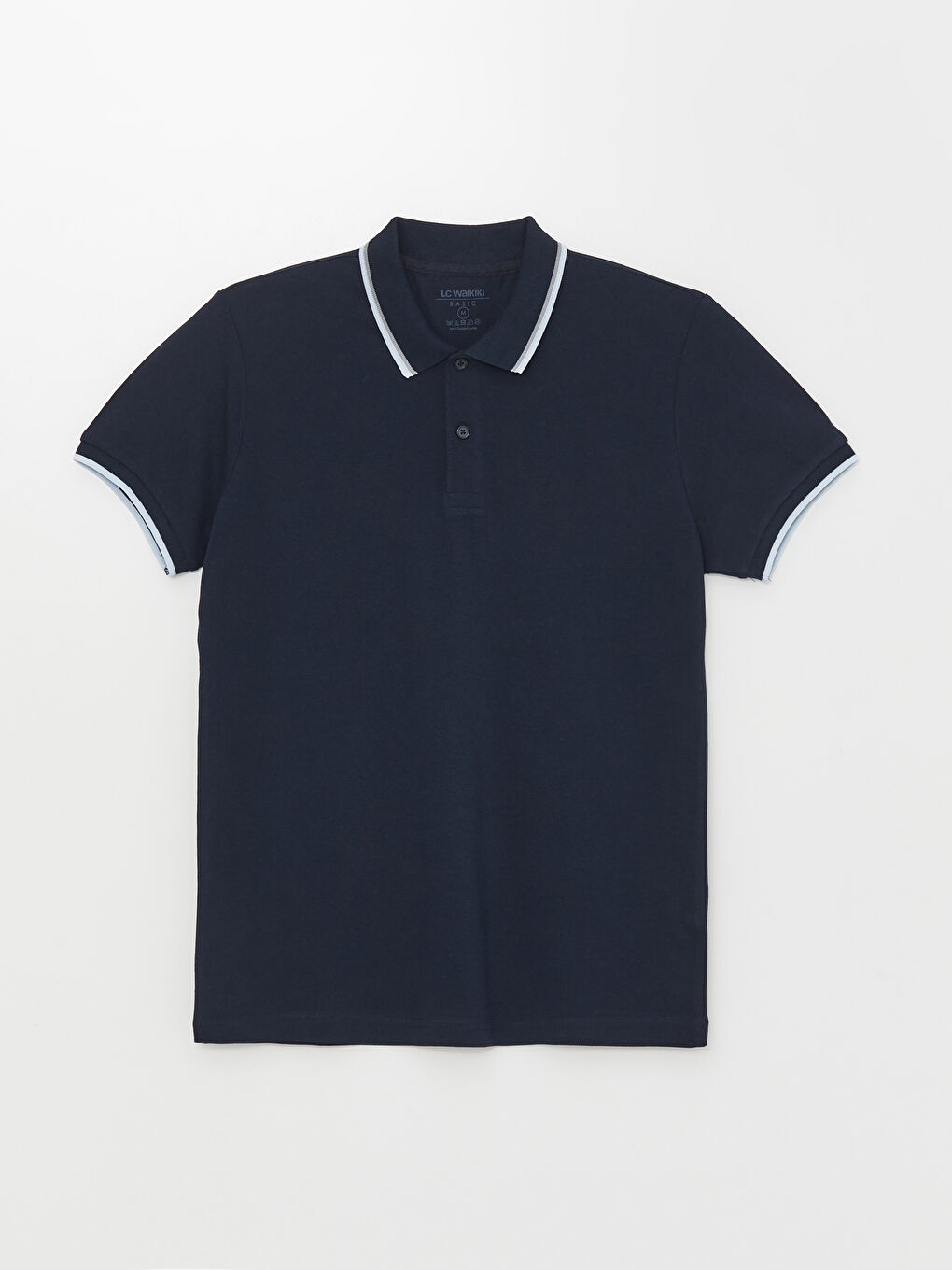 Lacivert Polo Yaka Kısa Kollu Pike Erkek Tişört-5