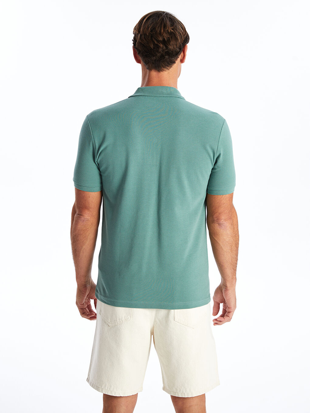 Yeşil Polo Yaka Kısa Kollu Pike Erkek Tişört-4