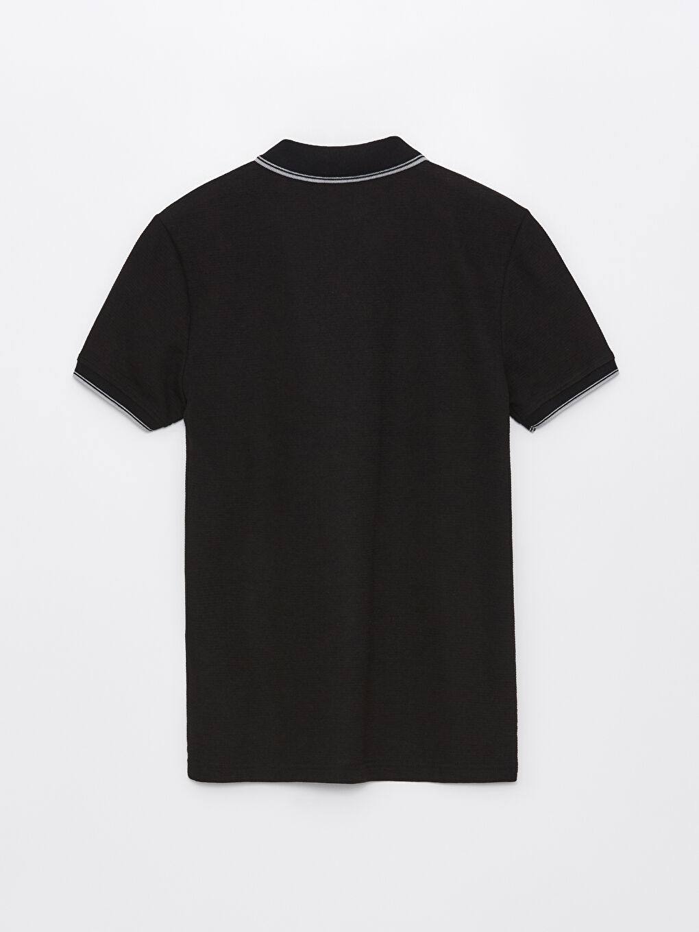 Siyah Polo Yaka Kısa Kollu Erkek Tişört-6