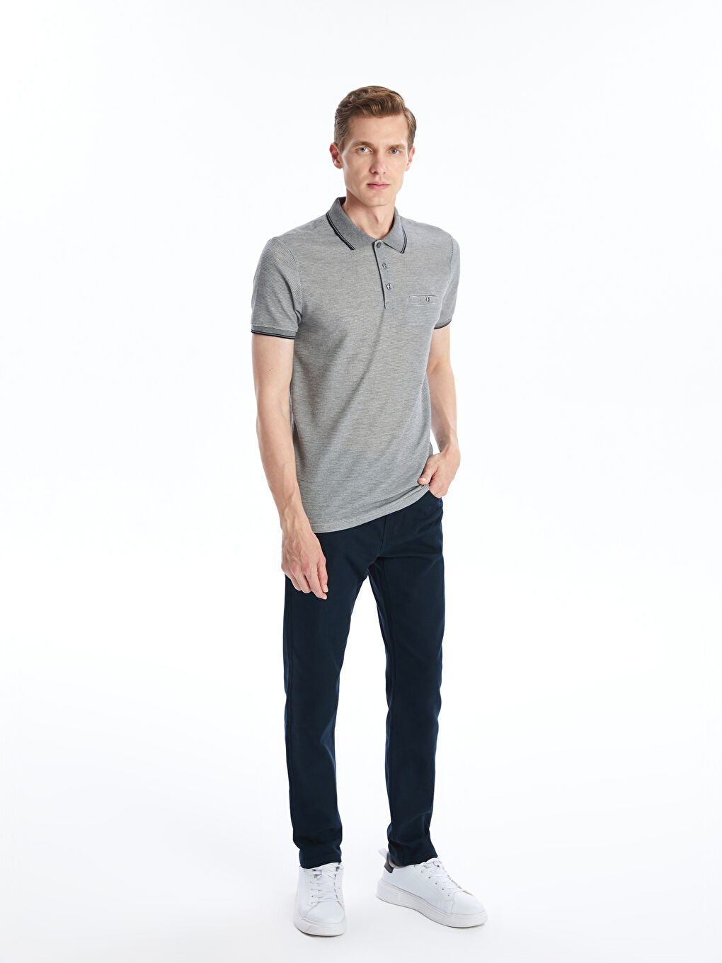 Polo Neck Short Sleeve Men's T-Shirt-3